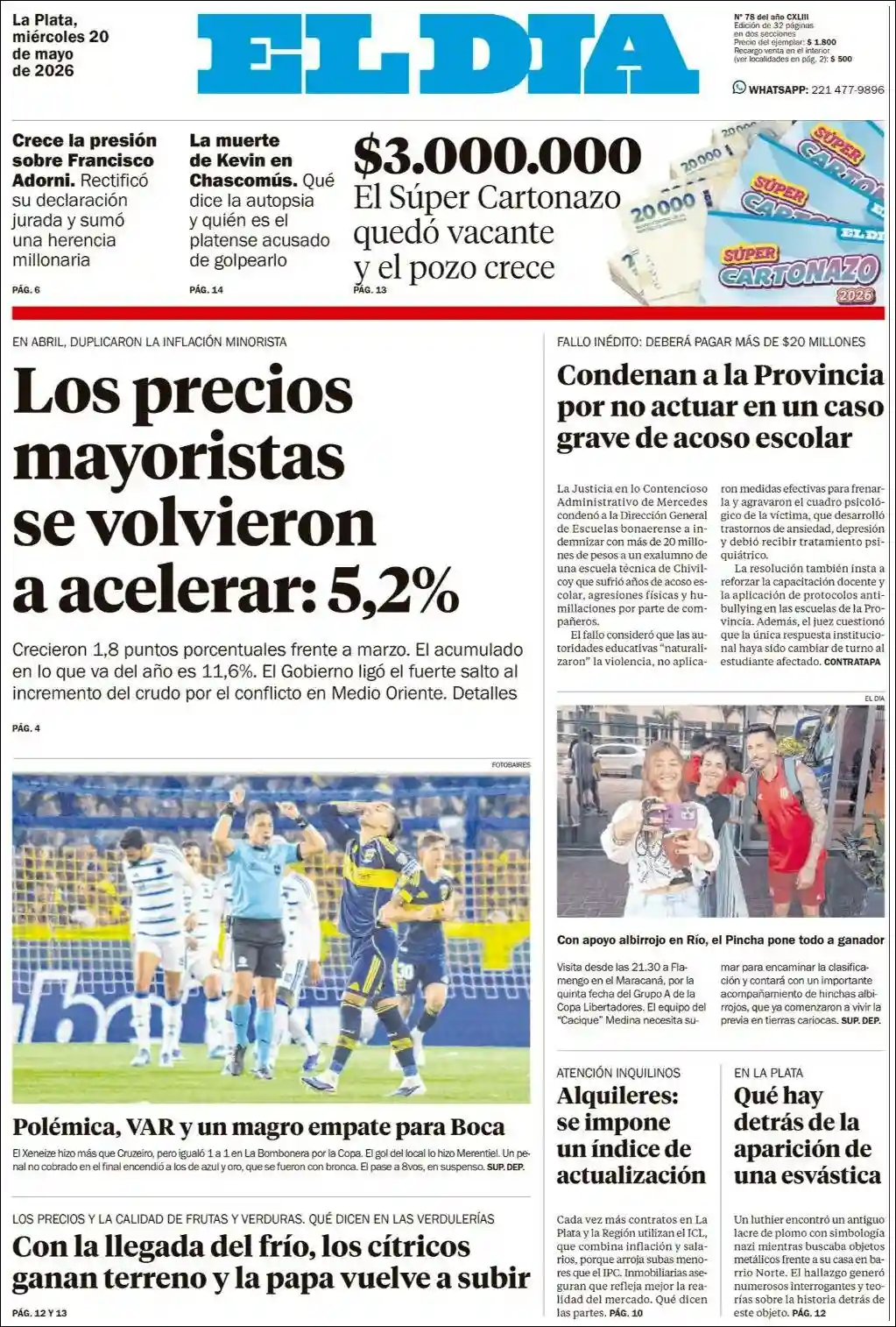 Evolucion Streaming | FM LOS HIJOS DE FRANCISCA 87.5 - Tapa del diario El Dia
