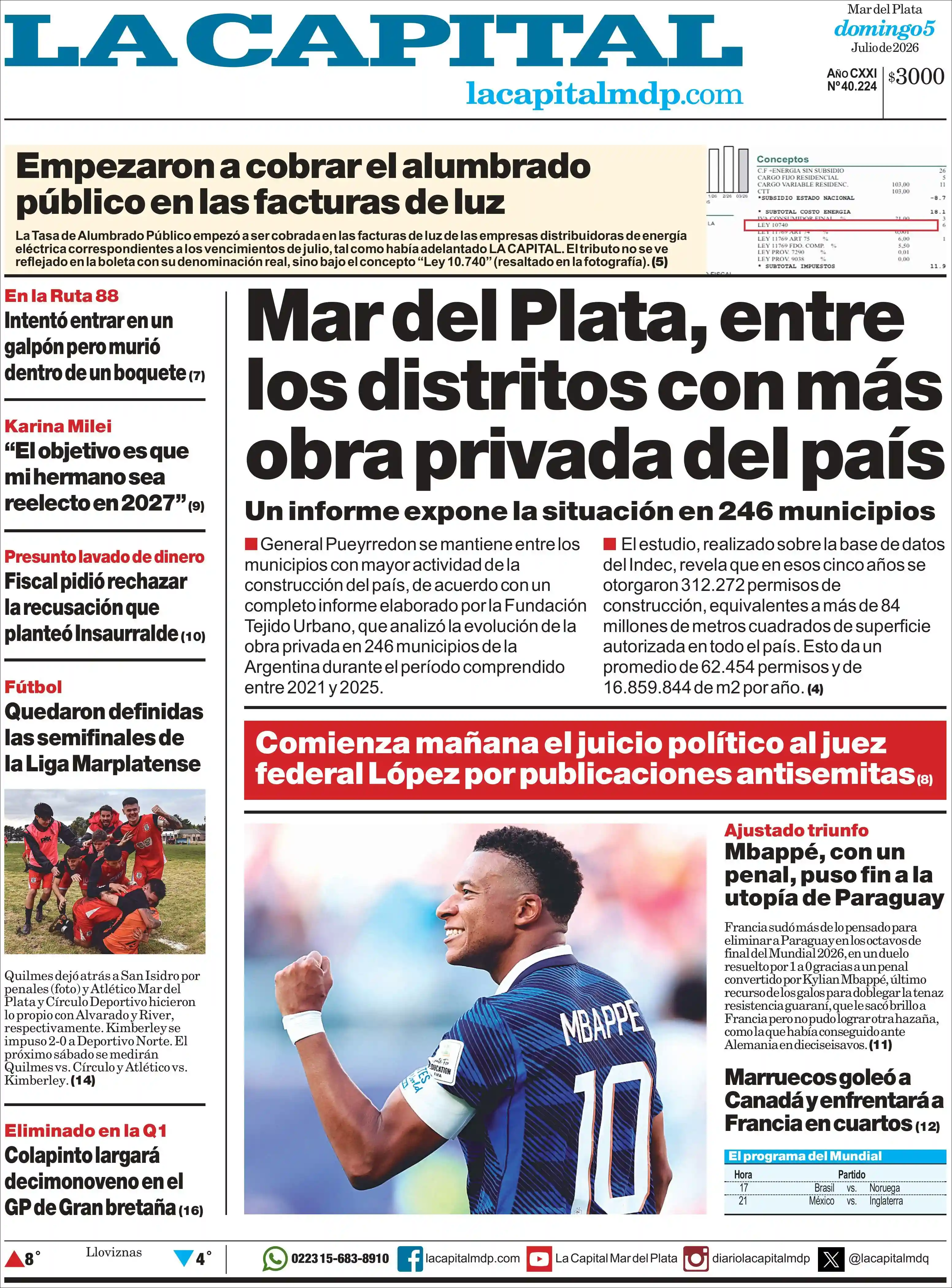 Evolucion Streaming | FM LOS HIJOS DE FRANCISCA 87.5 - Tapa del diario La Capital